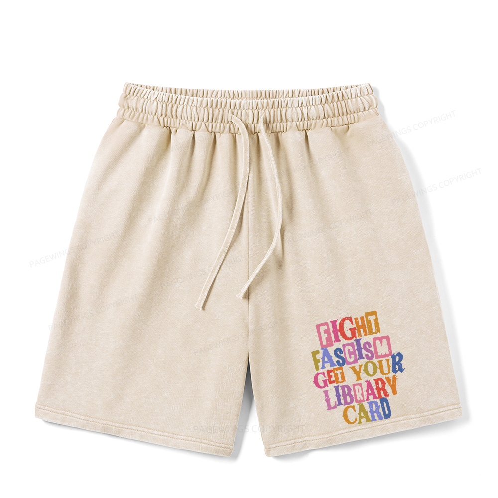 Pagewings Get Your Library Card Unisex Washed Shorts