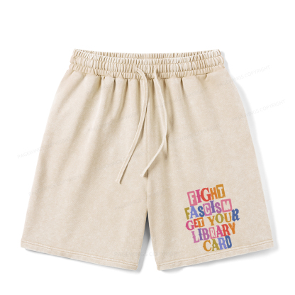 Pagewings Get Your Library Card Unisex Washed Shorts