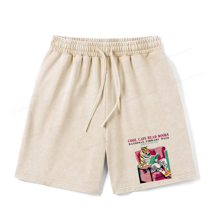 Pagewings Library Week Poster 1996 Unisex Washed Shorts