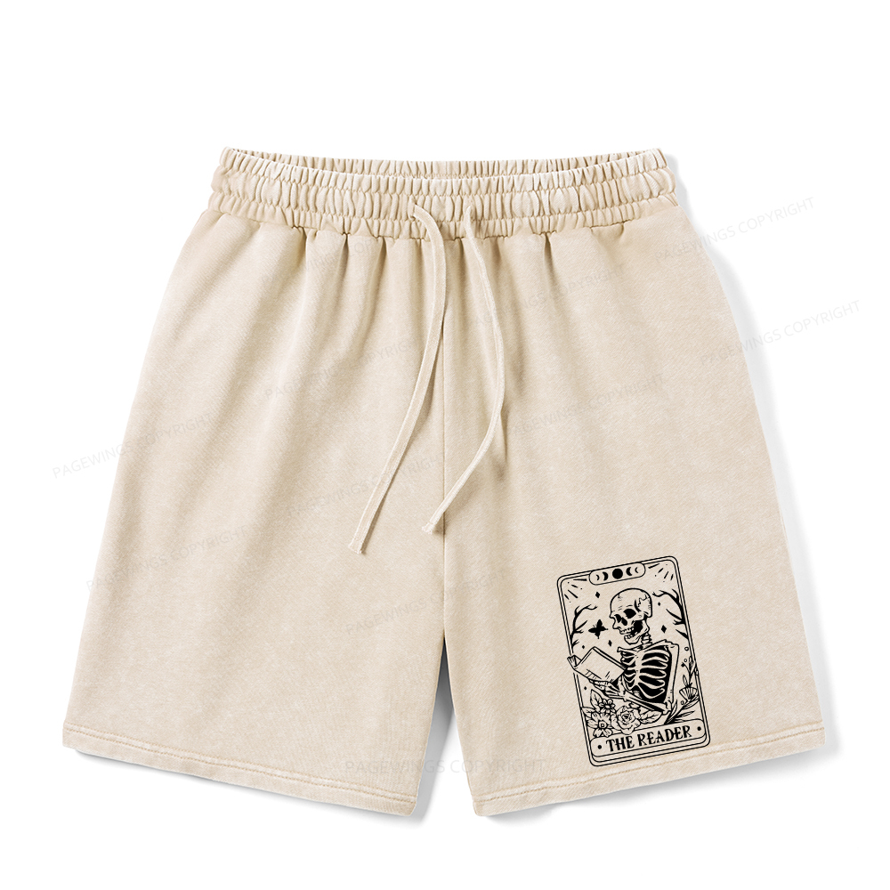 Pagewings Halloween The Reader Tarot Card Unisex Washed Shorts