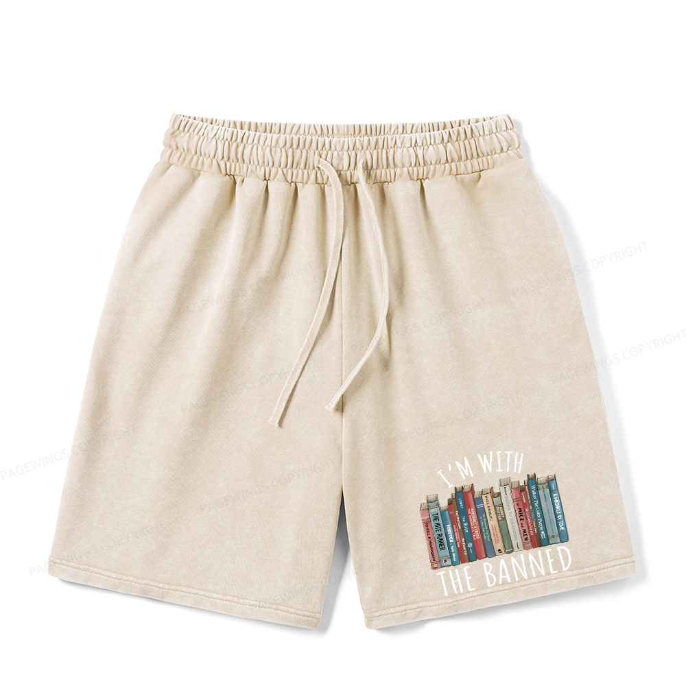 Pagewings I'm With The Banned Unisex Washed Shorts
