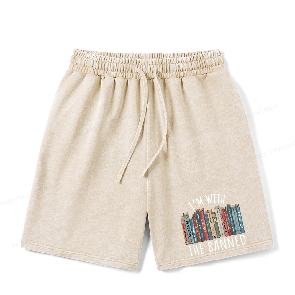 Pagewings I'm With The Banned Unisex Washed Shorts