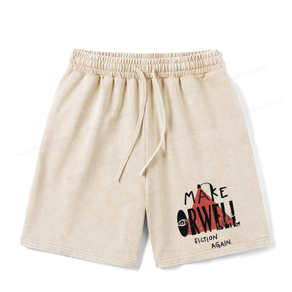 Pagewings Make Orwell Fiction Again Unisex Washed Shorts