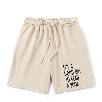 Pagewings It's A Good Day To Read A Book Unisex Washed Shorts