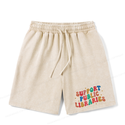 Pagewings Public Library Unisex Washed Shorts