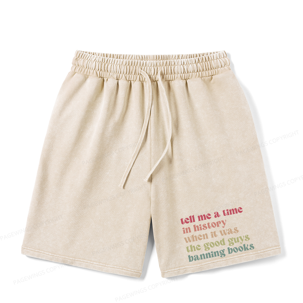 Pagewings Tell Me a Time in History Unisex Washed Shorts