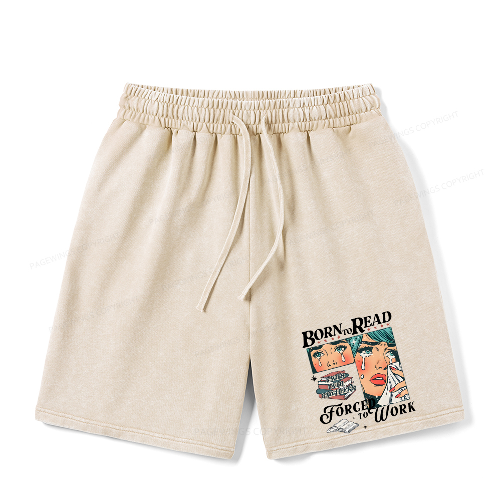 Pagewings Born To Read Bookish Unisex Washed Shorts