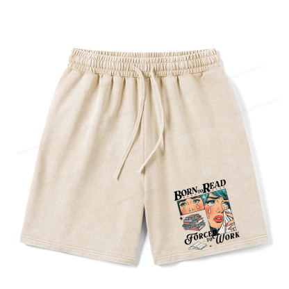 Pagewings Born To Read Bookish Unisex Washed Shorts