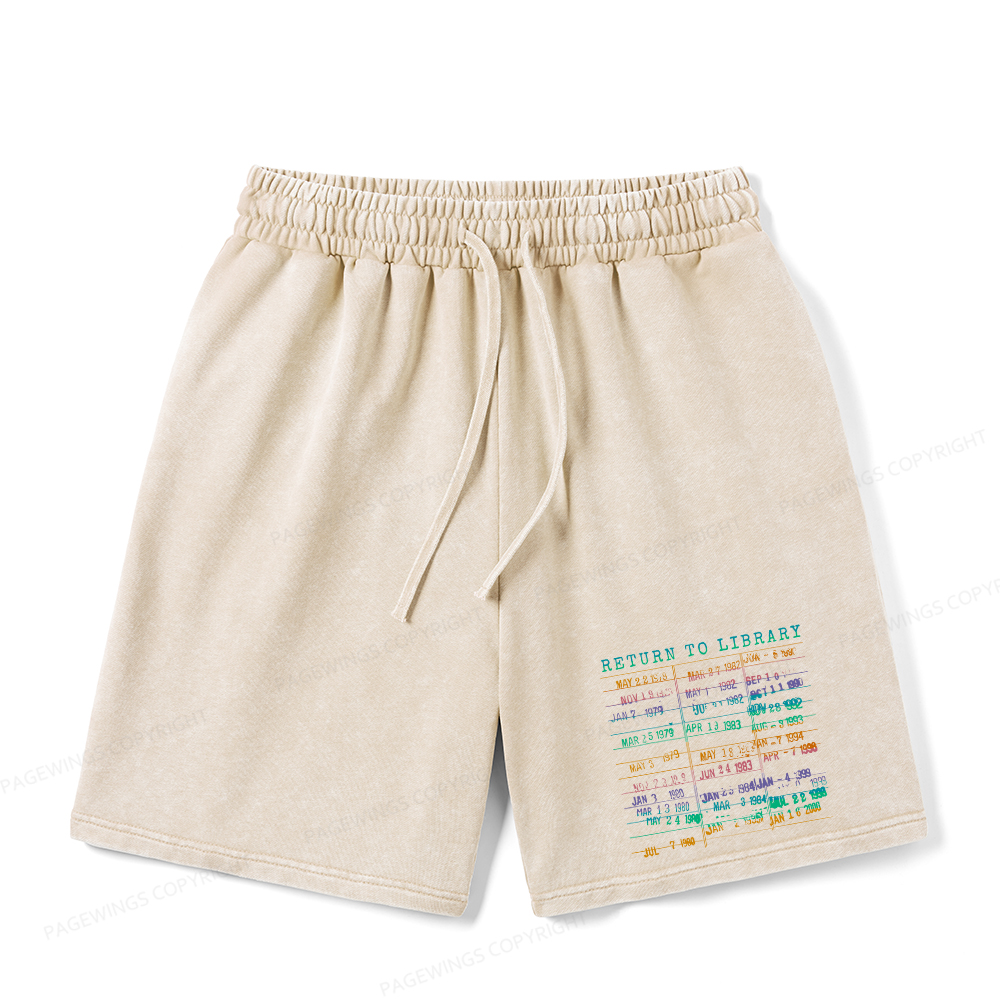 Pagewings Vintage Library Rainbow Unisex Washed Shorts