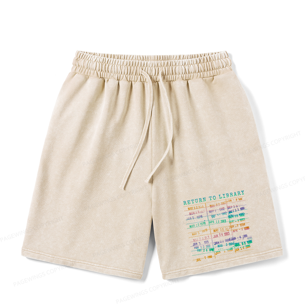 Pagewings Vintage Library Rainbow Unisex Washed Shorts
