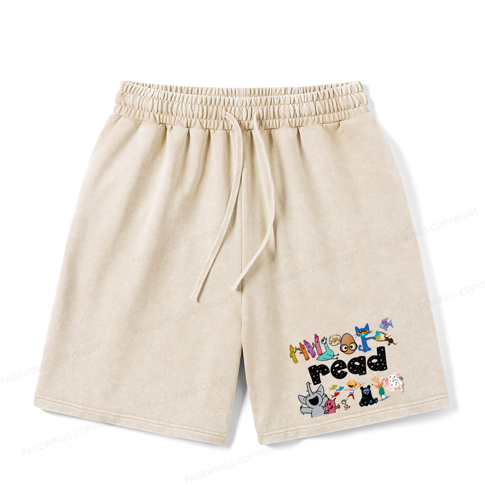 Pagewings Reading Bookish Unisex Washed Shorts
