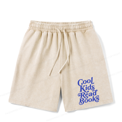 Pagewings Cool Kids Read Books Unisex Washed Shorts