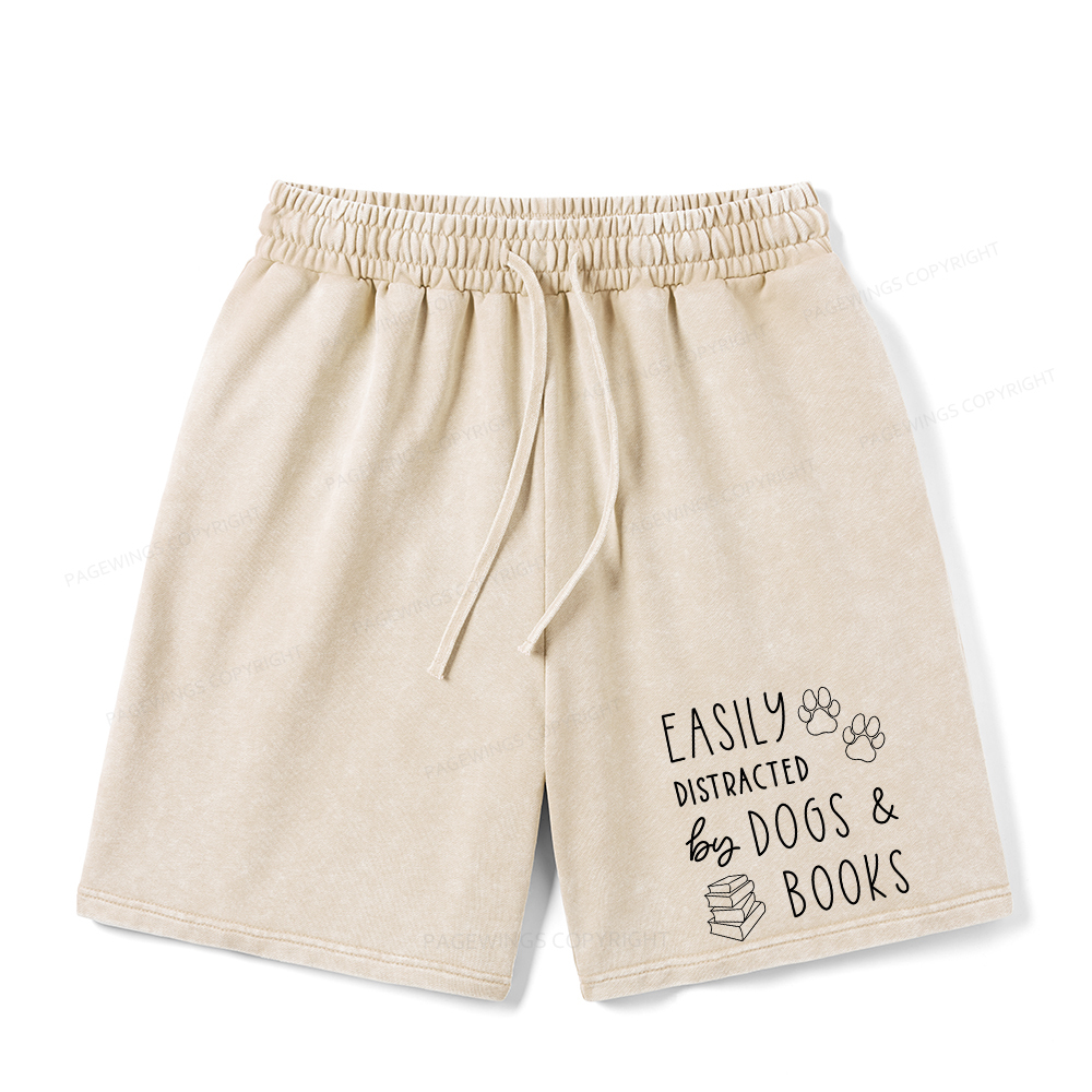 Pagewings Dogs And Books Unisex Washed Shorts