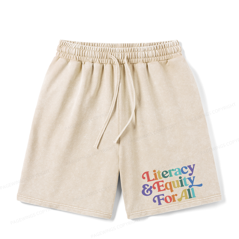 Pagewings Literacy & Equity For All Unisex Washed Shorts