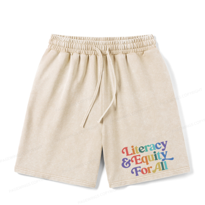 Pagewings Literacy & Equity For All Unisex Washed Shorts