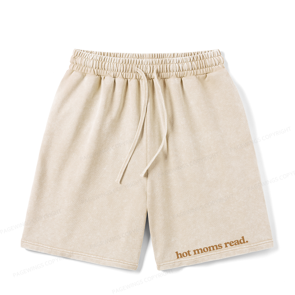 Pagewings Hot Moms Read Unisex Washed Shorts