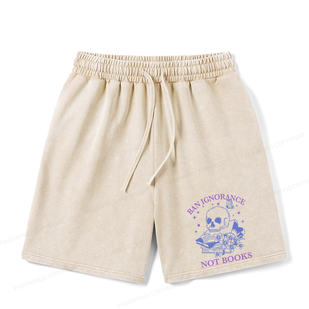 Pagewings Ban Lgnorance Not Books Unisex Washed Shorts