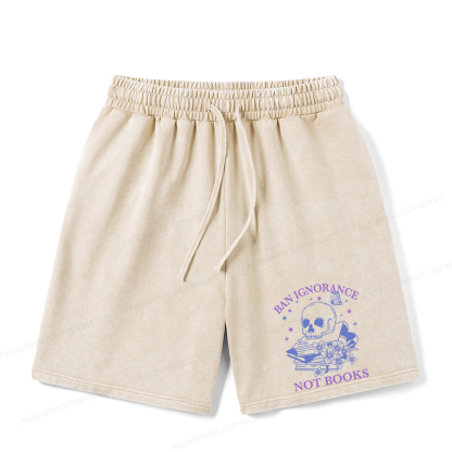 Pagewings Ban Lgnorance Not Books Unisex Washed Shorts