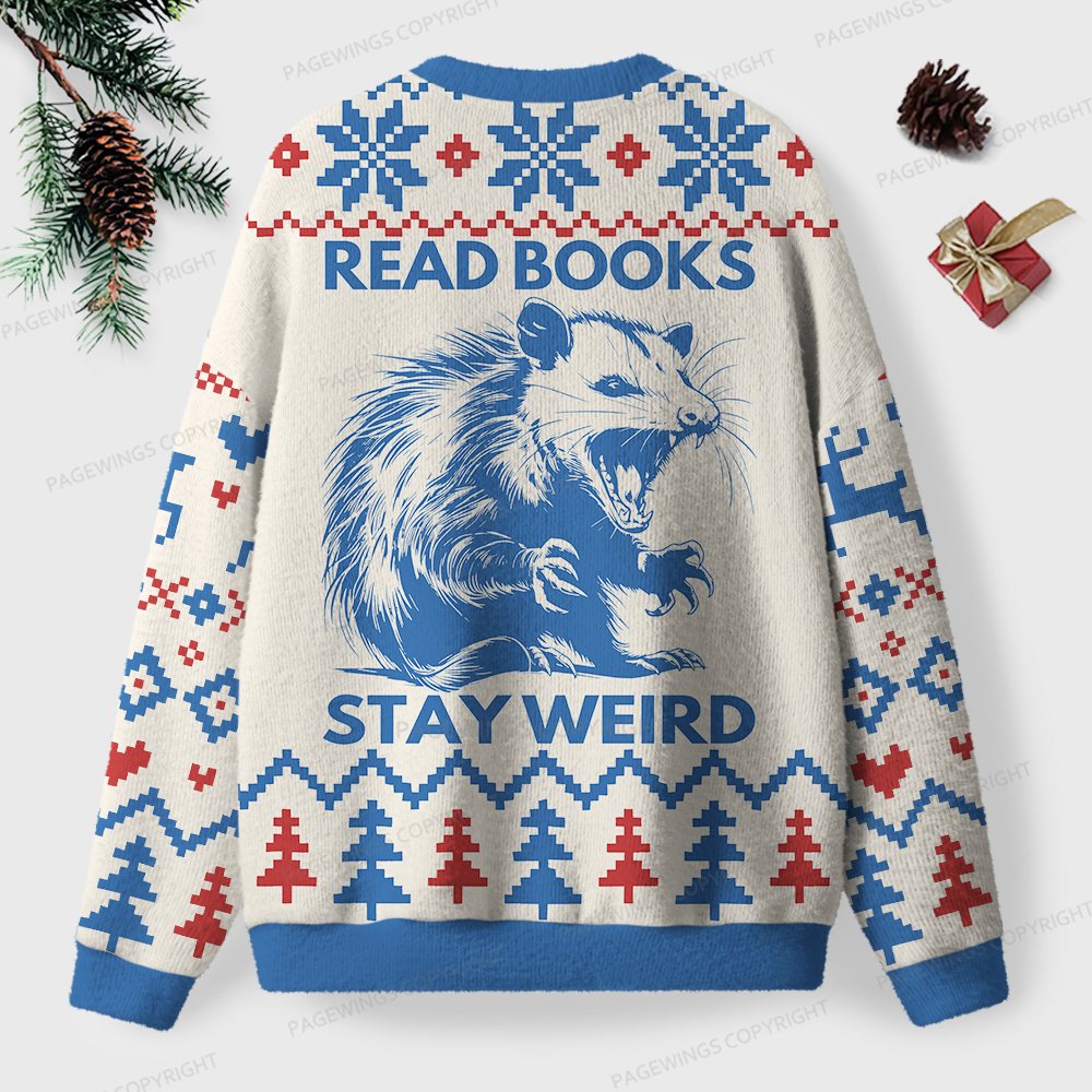 Pagewings Read Books Stay Weird Unisex Ugly Sweatshirt