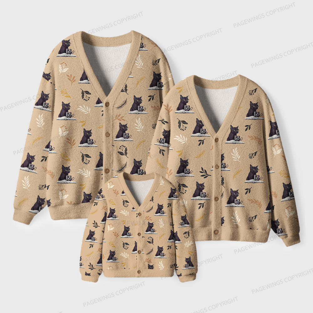Pagewings Reading Books Drink Coffee Fight Evil Unisex Ugly Cardigan Sweaters