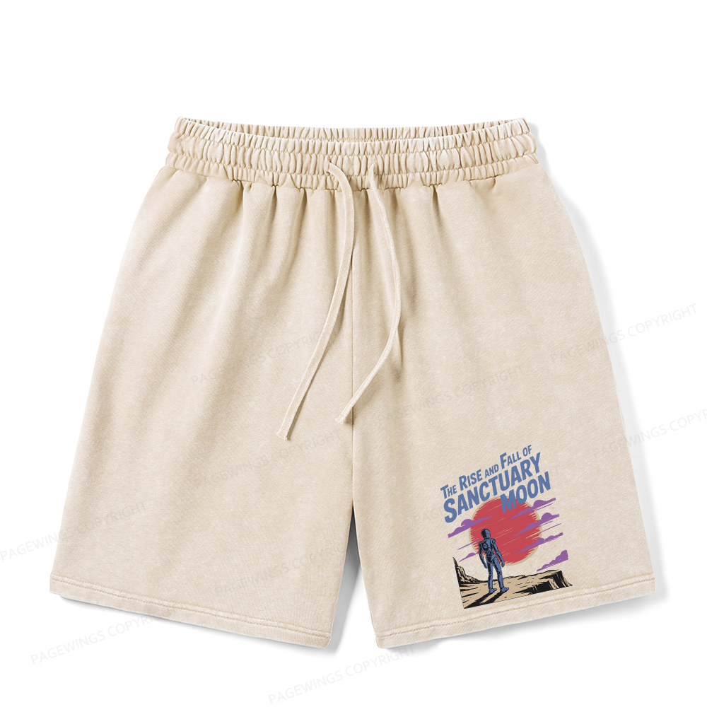 Pagewings The Rise And Fall Of Sanctuary Moon Unisex Washed Shorts