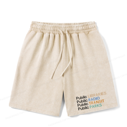 Pagewings Public Libraries Radio Transit Parks Unisex Washed Shorts
