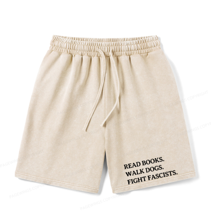 Pagewings Read Books Walk Dogs And Fight Unisex Washed Shorts