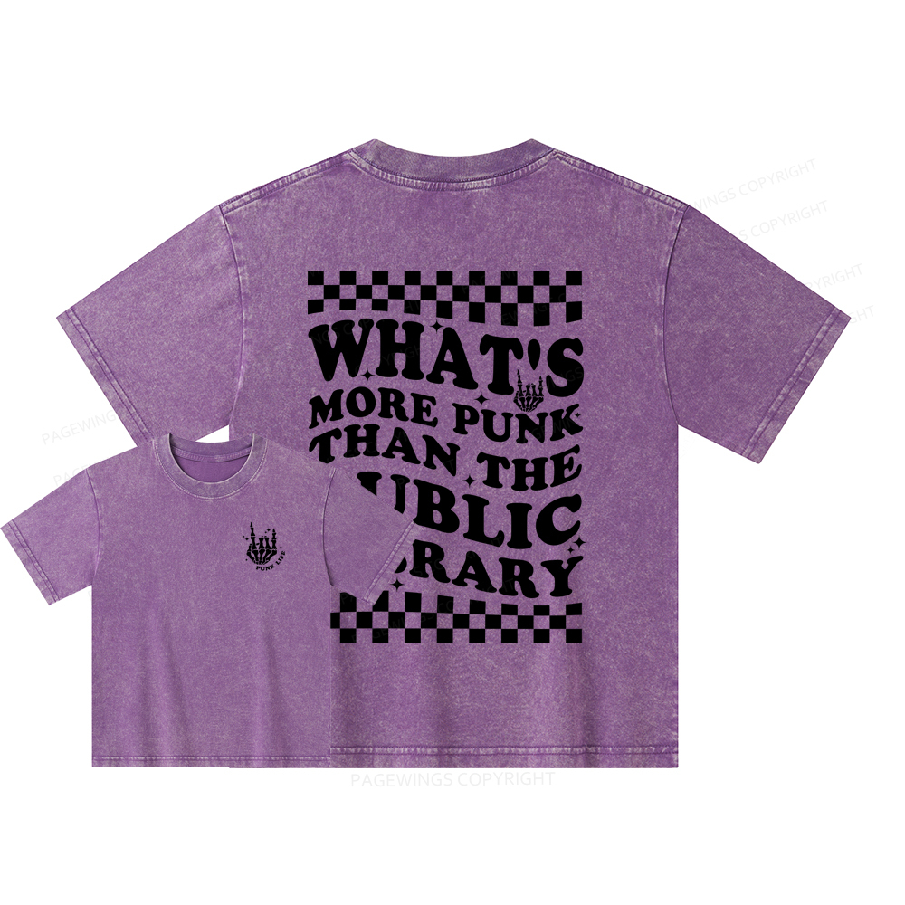 Pagewings punk the public library Unisex Kids Washed T-shirt