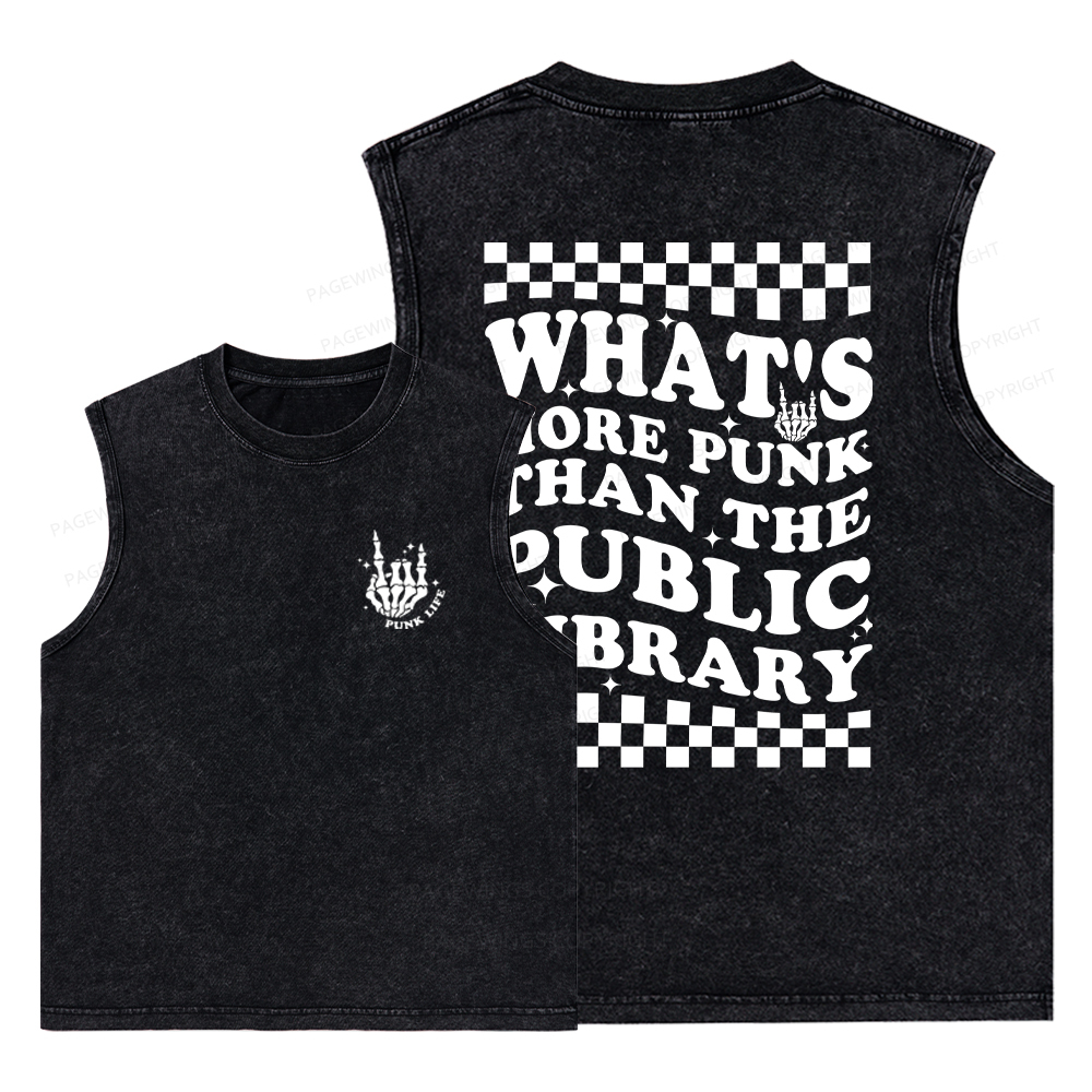 Pagewings punk the public library Unisex Washed Tank Top