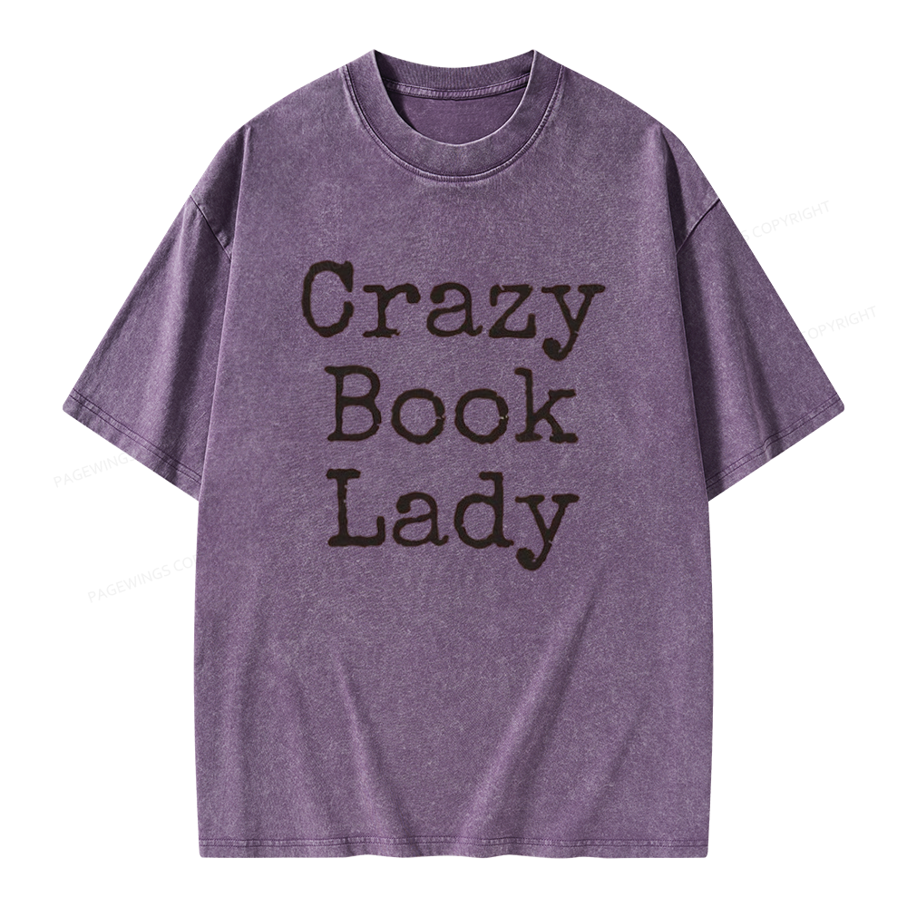 Pagewings Crazy Book Lady Unisex Washed T-shirt