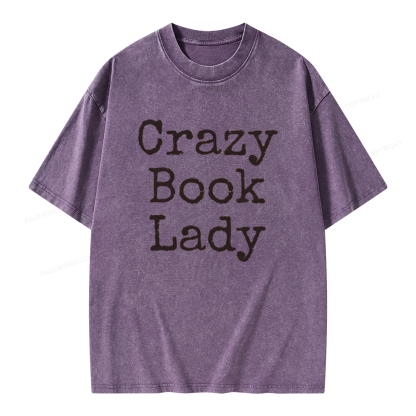 Pagewings Crazy Book Lady Unisex Washed T-shirt