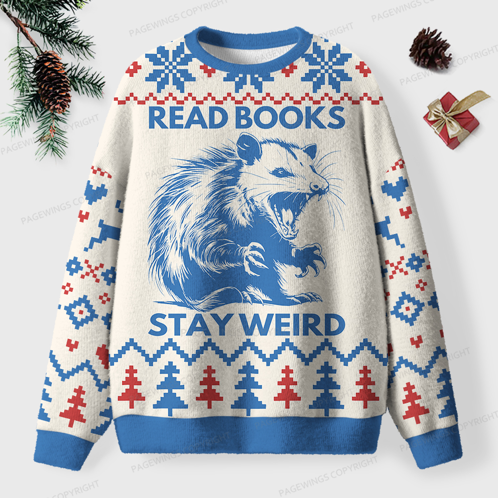 Pagewings Read Books Stay Weird Unisex Ugly Sweatshirt