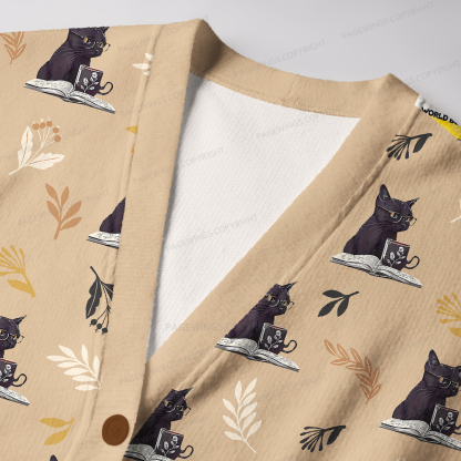 Pagewings Reading Books  Drink Coffee Fight Evil Unisex Ugly Cardigan Sweaters