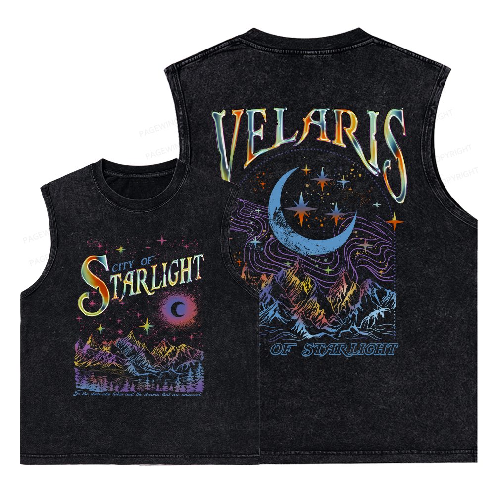Pagewings Velaris City Of Starlight ACOTAR Two-Sided Unisex Washed Tank Top