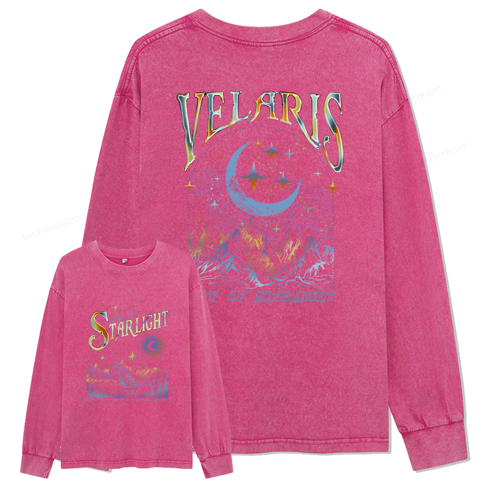 pagewings Velaris City Of Starlight ACOTAR Two-Sided Unisex Washed Long Sleeve T-shirt