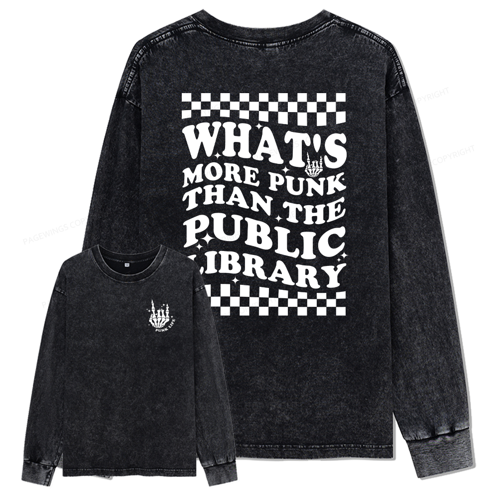pagewings punk the public library Unisex Washed Long Sleeve T-shirt