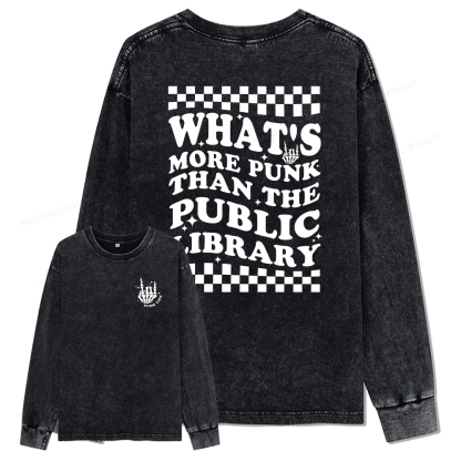 pagewings punk the public library Unisex Washed Long Sleeve T-shirt