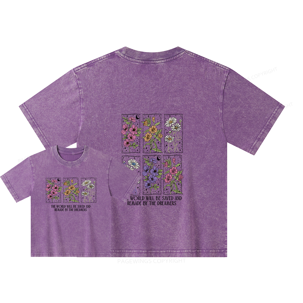 Pagewings The World Will Be Saved And Remade Unisex Kids Washed T-shirt