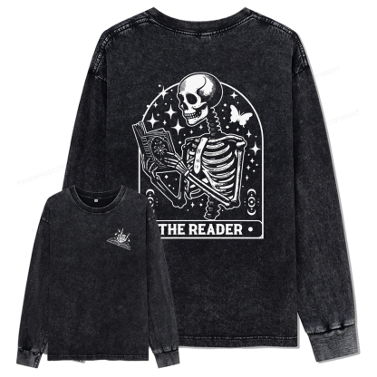 pagewings The Reader Tarot Card Shirt Unisex Washed Long Sleeve T-shirt