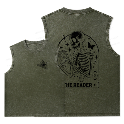 Pagewings The Reader Tarot Card Shirt Unisex Washed Tank Top
