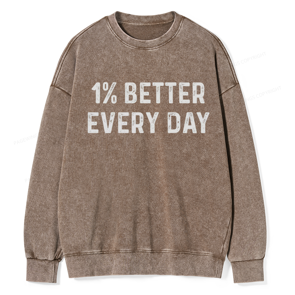 Pagewings 1% Better Every Day Unisex Washed Sweatshirt