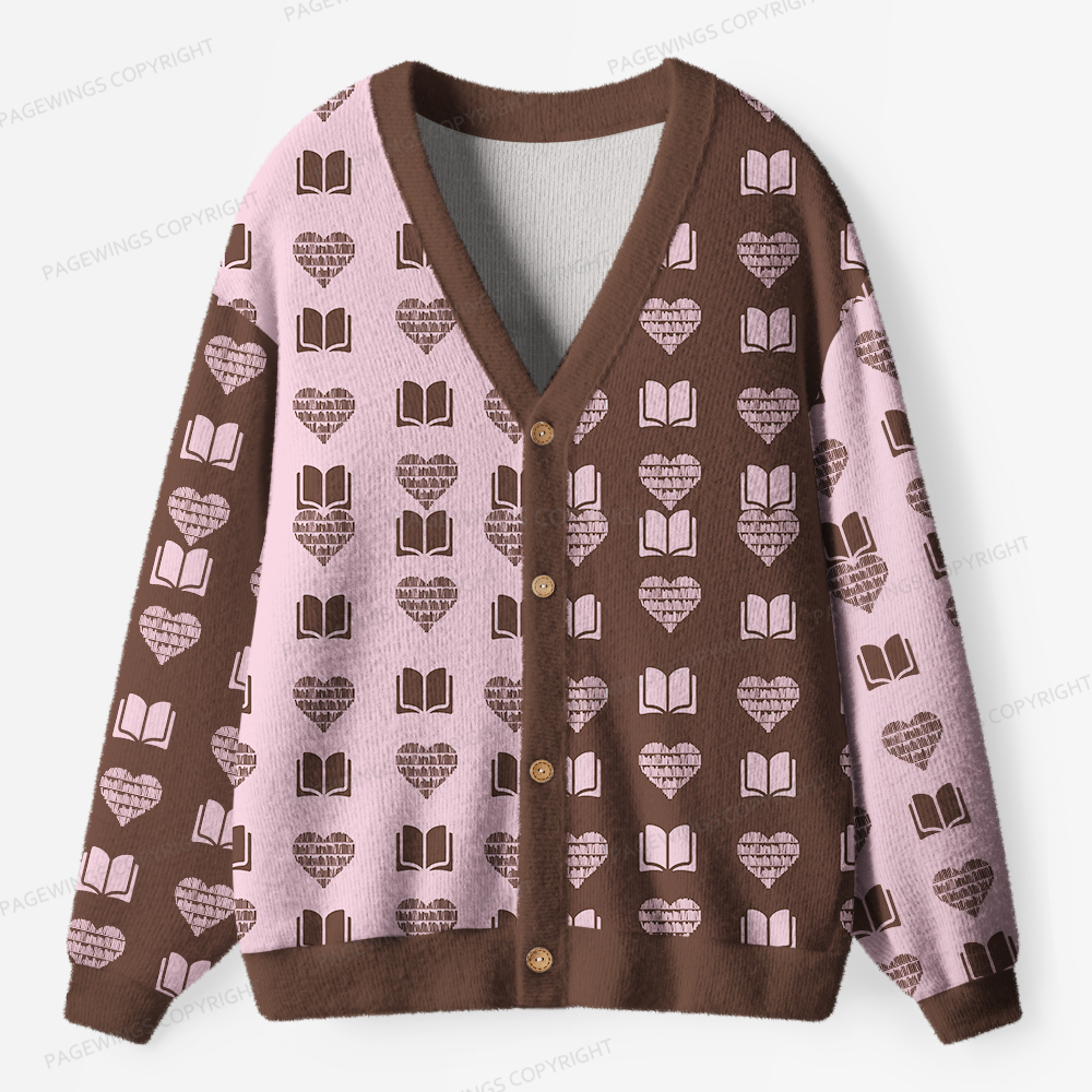 Pagewings Shelf Love This Valentine’s Day Unisex Ugly Cardigan Sweaters