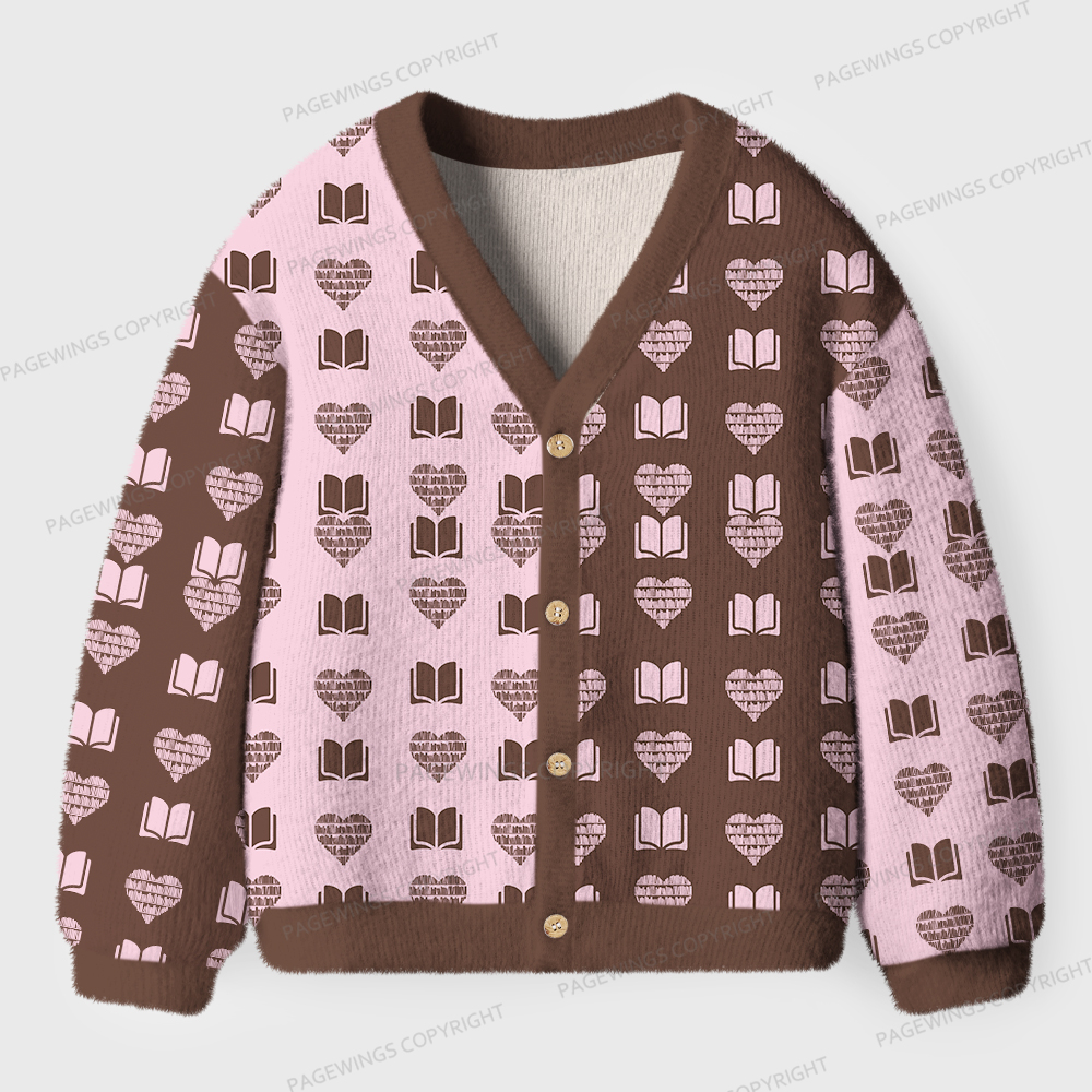 Pagewings Shelf Love This Valentine’s Day Unisex Ugly Cardigan Sweaters