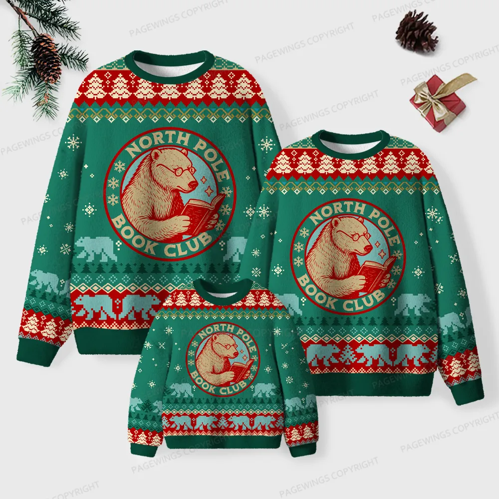 Pagewings North Pole Book Club Unisex Ugly Knit Sweatshirt