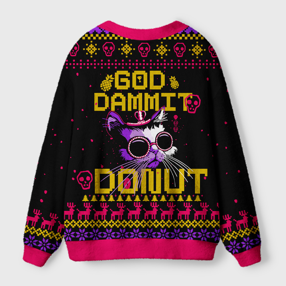 Pagewings God Dammit Donut Light Knit Unisex Cardigan Sweaters