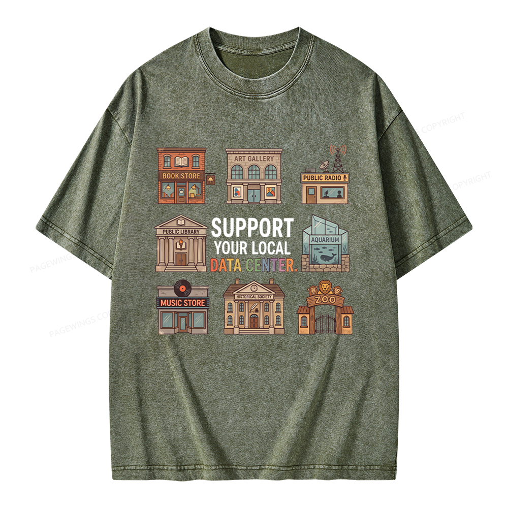 Pagewings Support Your Local Data Center Unisex Washed T-shirt