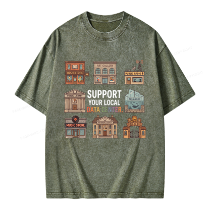 Pagewings Support Your Local Data Center Unisex Washed T-shirt