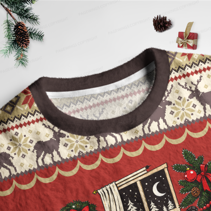 Pagewings Funny Christmas Raccoon Unisex Ugly Light Knit Sweatshirt