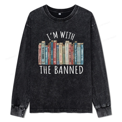 Pagewings I'm With The Banned Unisex Washed Long Sleeve T-shirt