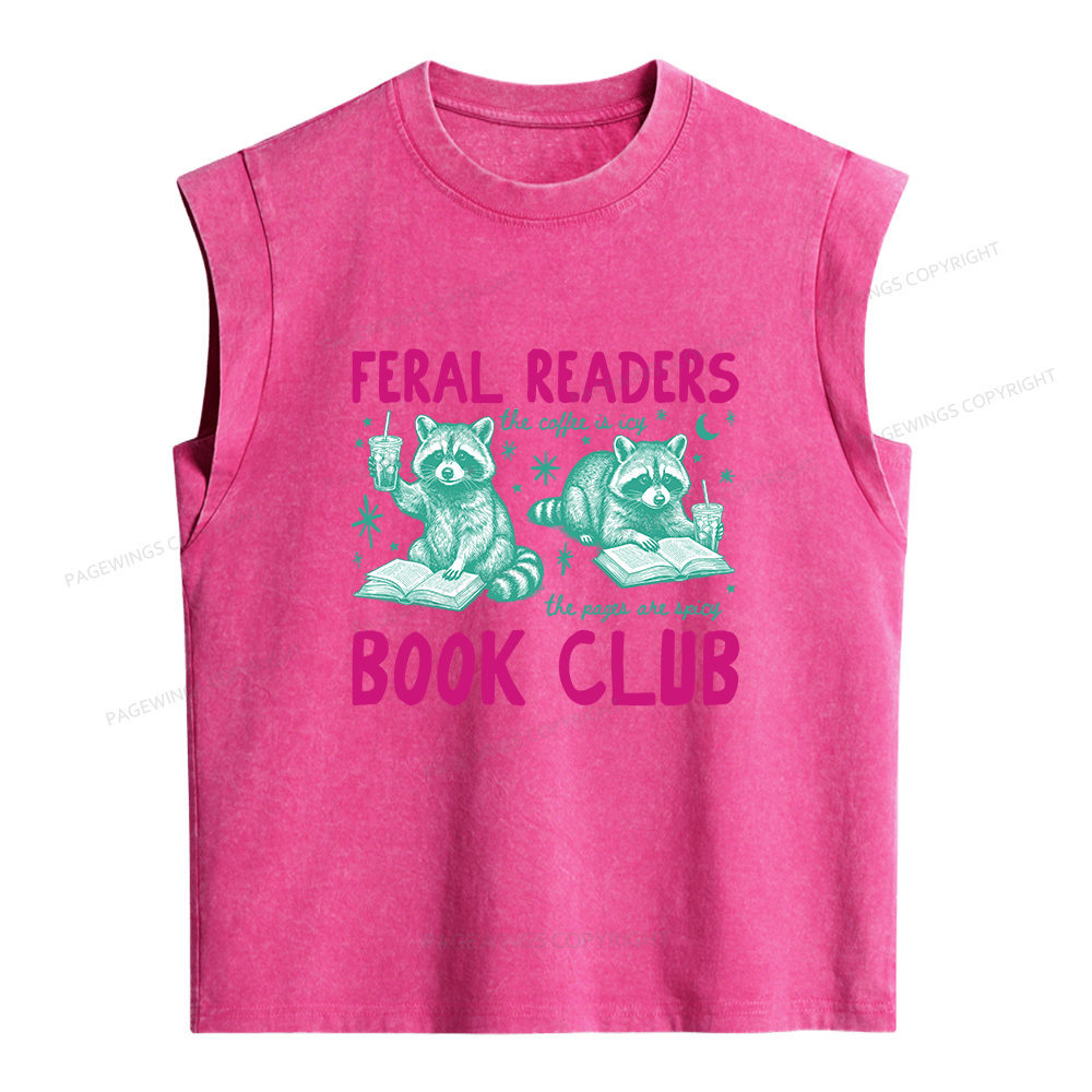 Pagewings Feral Readers Book Club Women's Washed Tank Top